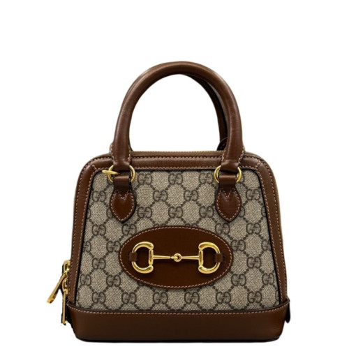 Gucci Mini Horsebit 1955 Top Handle GG Monogram Brown Beige