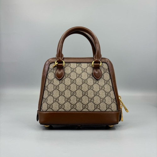Gucci Mini Horsebit 1955 Top Handle GG Monogram Brown Beige