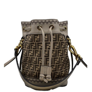 Fendi Mini Mon Tresor Bucket Zucchino Calfskin Beige Brown