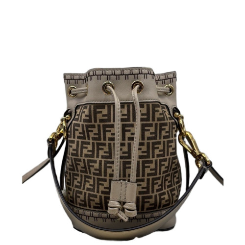 Fendi Mini Mon Tresor Bucket Zucchino Calfskin Beige Brown