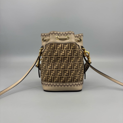 Fendi Mini Mon Tresor Bucket Zucchino Calfskin Beige Brown