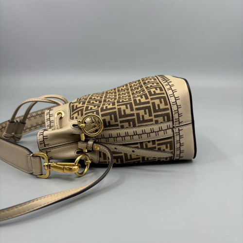 Fendi Mini Mon Tresor Bucket Zucchino Calfskin Beige Brown