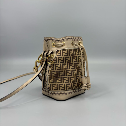 Fendi Mini Mon Tresor Bucket Zucchino Calfskin Beige Brown