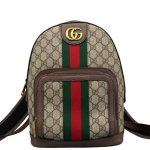 Gucci Small Ophidia Day Backpack GG Monogram Beige Brown Green