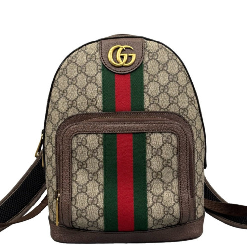 Gucci Small Ophidia Day Backpack GG Monogram Beige Brown Green