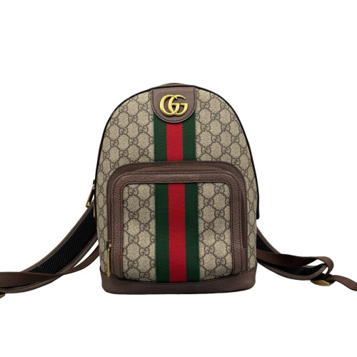 Gucci Small Ophidia Day Backpack GG Monogram Beige Brown Green