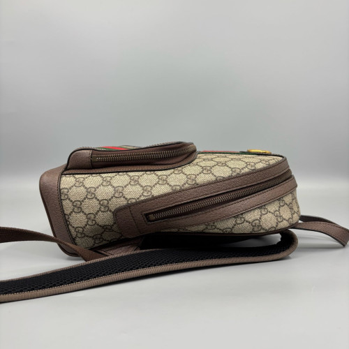 Gucci Small Ophidia Day Backpack GG Monogram Beige Brown Green
