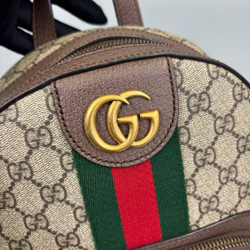 Gucci Small Ophidia Day Backpack GG Monogram Beige Brown Green