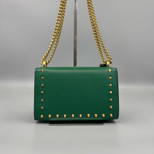 Gucci Studded Mini Padlock Shoulder Bag Calfskin Green
