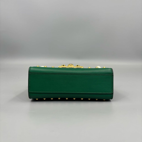 Gucci Studded Mini Padlock Shoulder Bag Calfskin Green