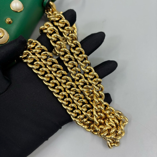 Gucci Studded Mini Padlock Shoulder Bag Calfskin Green