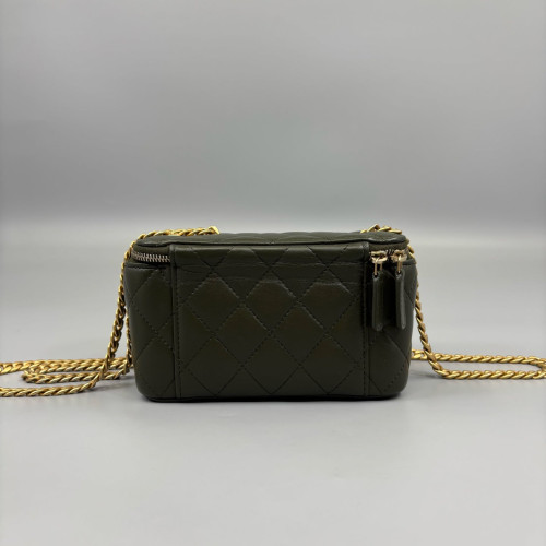 Chanel Quilted Small Vanity Case Calfskin Green