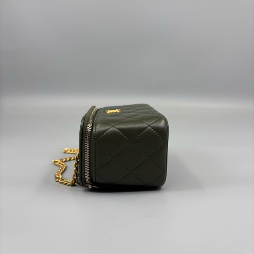 Chanel Quilted Small Vanity Case Calfskin Green