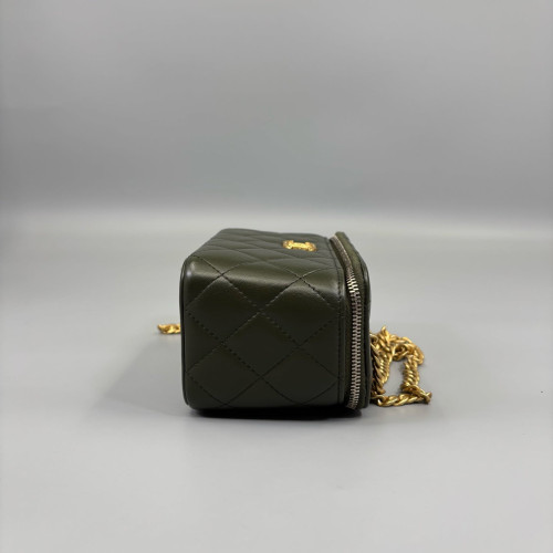 Chanel Quilted Small Vanity Case Calfskin Green
