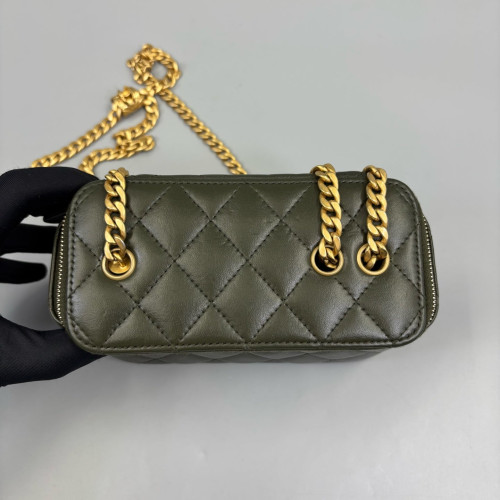 Chanel Quilted Small Vanity Case Calfskin Green