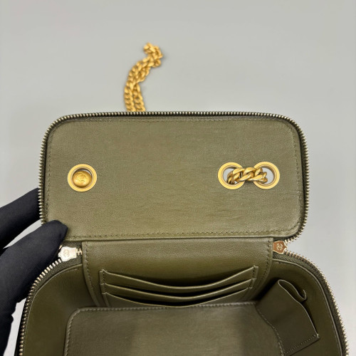 Chanel Quilted Small Vanity Case Calfskin Green
