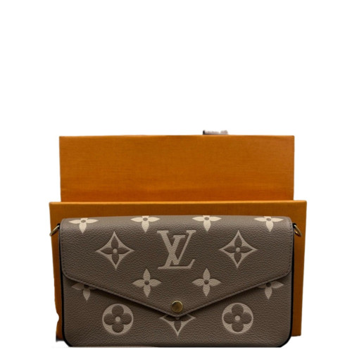 Louis Vuitton Pochette Felicie Chain Wallet Calfskin Grey