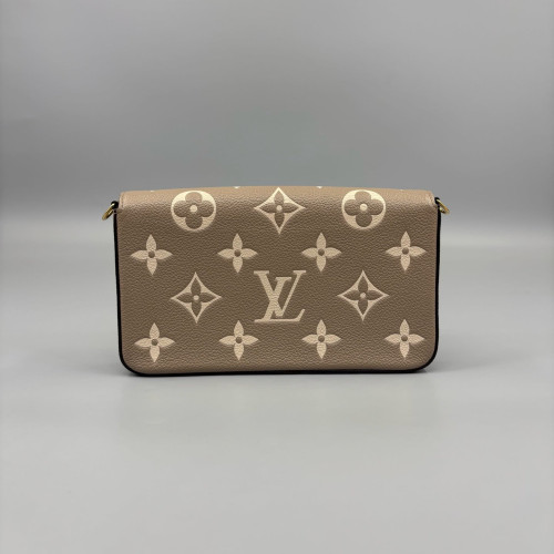 Louis Vuitton Pochette Felicie Chain Wallet Calfskin Grey