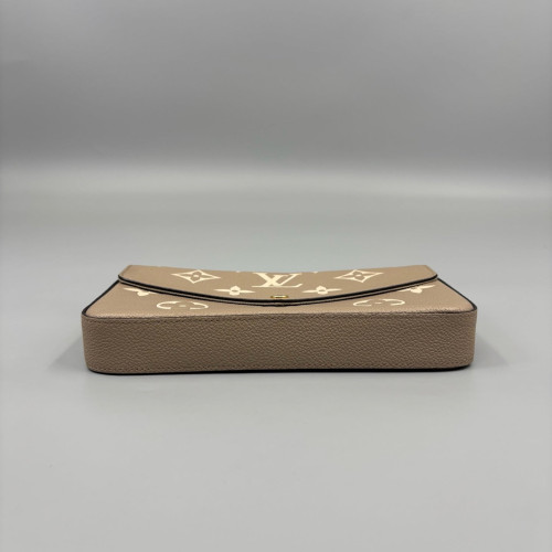 Louis Vuitton Pochette Felicie Chain Wallet Calfskin Grey