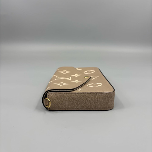 Louis Vuitton Pochette Felicie Chain Wallet Calfskin Grey