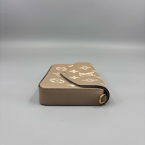 Louis Vuitton Pochette Felicie Chain Wallet Calfskin Grey
