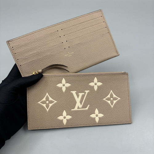 Louis Vuitton Pochette Felicie Chain Wallet Calfskin Grey