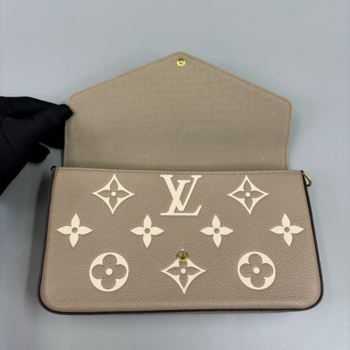 Louis Vuitton Pochette Felicie Chain Wallet Calfskin Grey