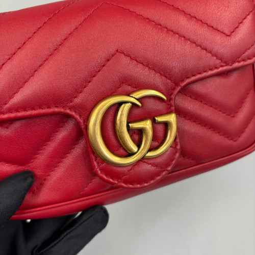 Gucci Super Mini GG Marmont Calfskin Red