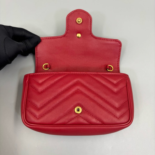 Gucci Super Mini GG Marmont Calfskin Red