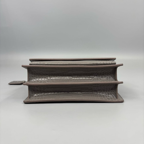 Yves Saint Laurent Medium Sunset Calfskin Crocodile Embossed Grey Yves Saint Laurent Medium Sunset Calfskin Crocodile Embossed Grey