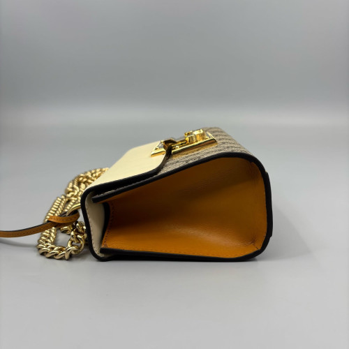 Gucci Small Padlock Shoulder Bag Calfskin GG Supreme Monogram Beige Brown Grey
