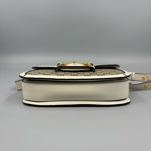 Gucci Medium Horsebit 1955 GG Monogram White