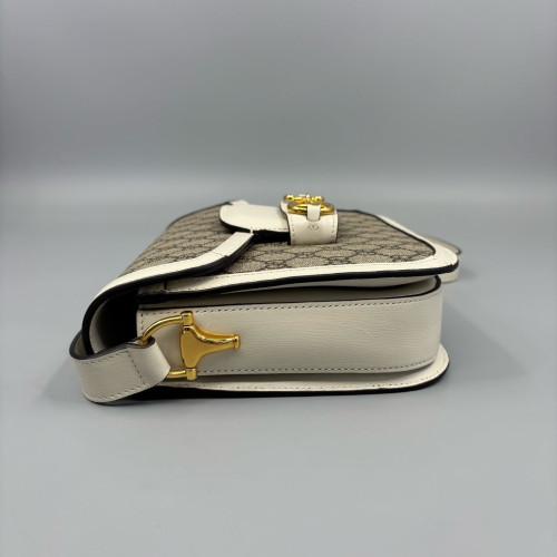 Gucci Medium Horsebit 1955 GG Monogram White