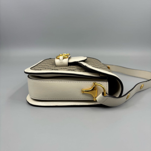 Gucci Medium Horsebit 1955 GG Monogram White