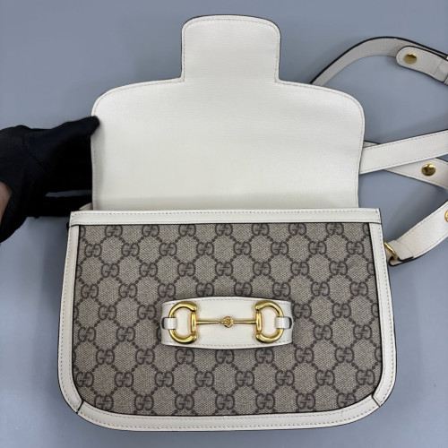 Gucci Medium Horsebit 1955 GG Monogram White