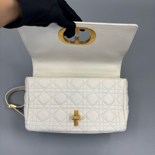 Dior Medium Caro Bag Calfskin White