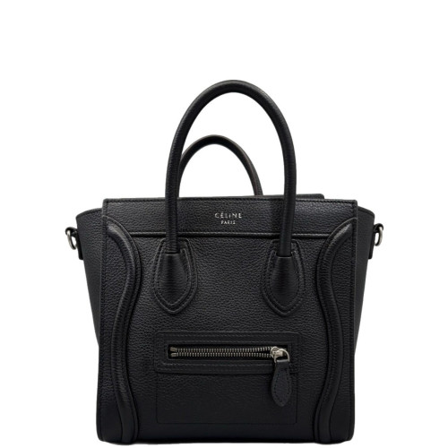 Celine Nano Luggage Grained Calfskin Black