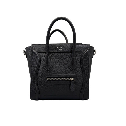 Celine Nano Luggage Grained Calfskin Black