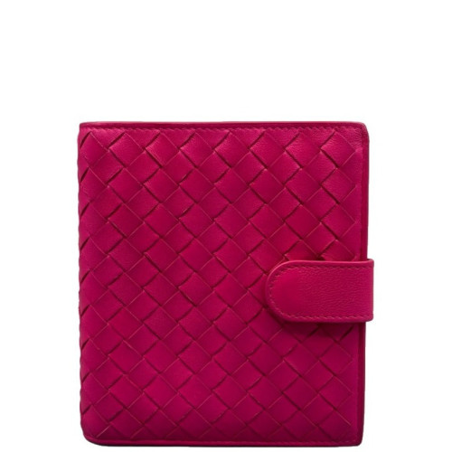 Bottega Veneta Compact Wallet Lambskin Intrecciato Nappa Magenta
