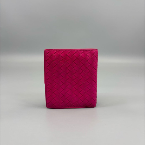 Bottega Veneta Compact Wallet Lambskin Intrecciato Nappa Magenta