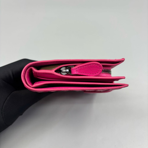 Bottega Veneta Compact Wallet Lambskin Intrecciato Nappa Magenta