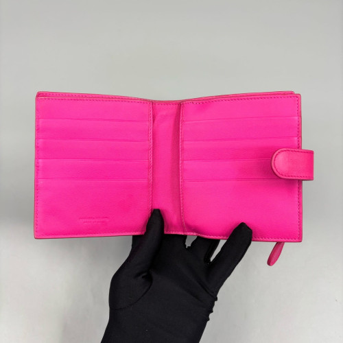 Bottega Veneta Compact Wallet Lambskin Intrecciato Nappa Magenta