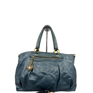 Miu Miu Strass Two-Way Bag Calfskin Blue