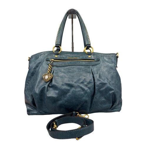 Miu Miu Strass Two-Way Bag Calfskin Blue