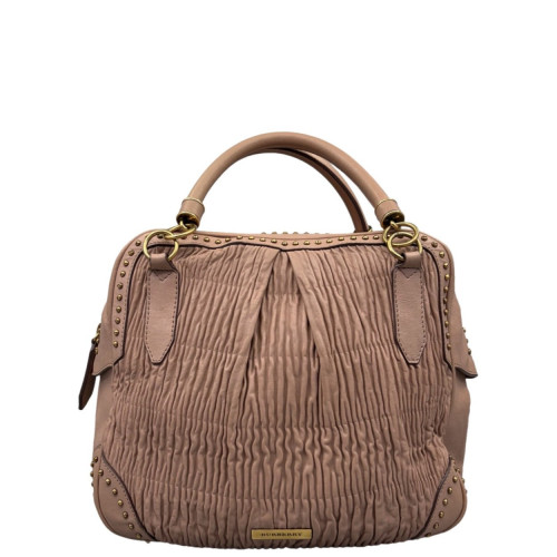 Burberry Studded Handbag Calfskin Crumpled Calfskin Light Tan