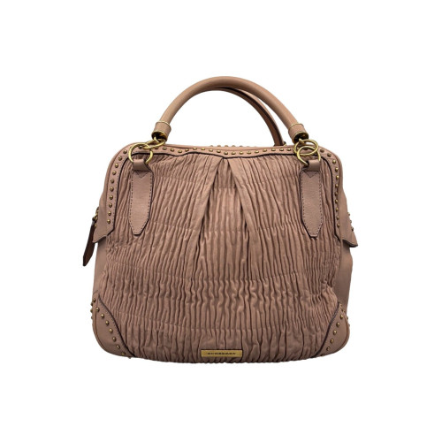 Burberry Studded Handbag Calfskin Crumpled Calfskin Light Tan
