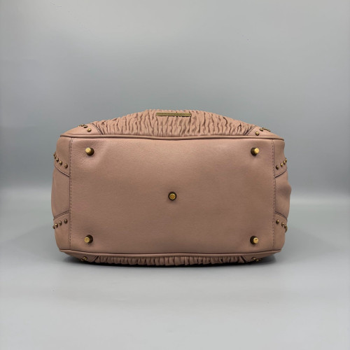 Burberry Studded Handbag Calfskin Crumpled Calfskin Light Tan