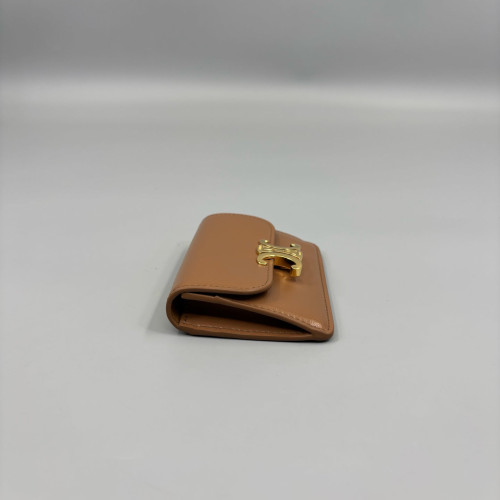 Celine Triomphe Flap Wallet Calfskin Brown