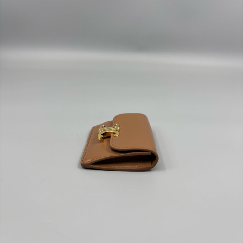 Celine Triomphe Flap Wallet Calfskin Brown