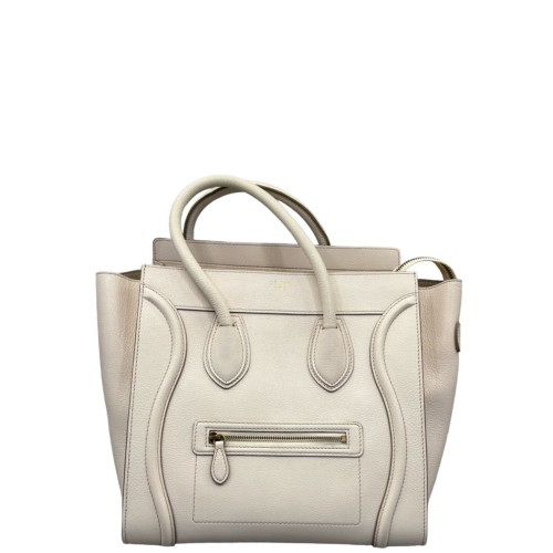 Celine Small Luggage Phantom Grained Calfskin White